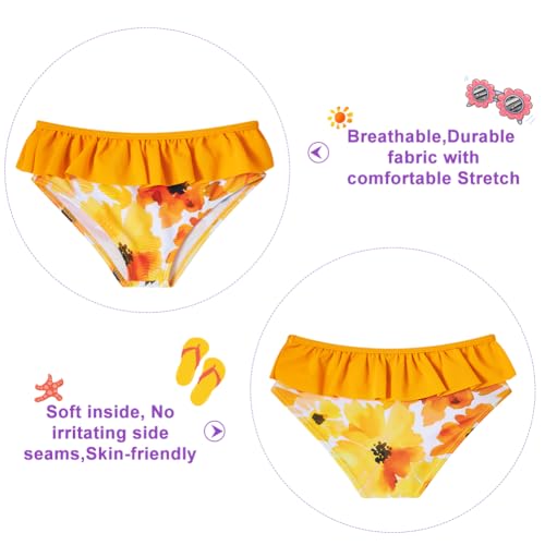 Image of Funnycokid Girls Swimsuit Toddler Bathing Suit Long Sleeve 2 Piece Rash Guard Set for Kids 2-10 Years