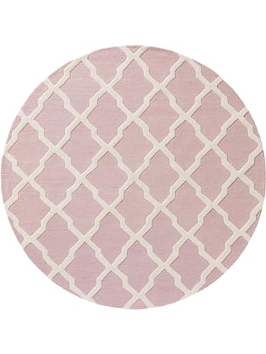 benuta Pure Wollteppich Windsor - 100% Wolle handgeknüpft - Rund & im Style: Geometrisch, Elegant,...