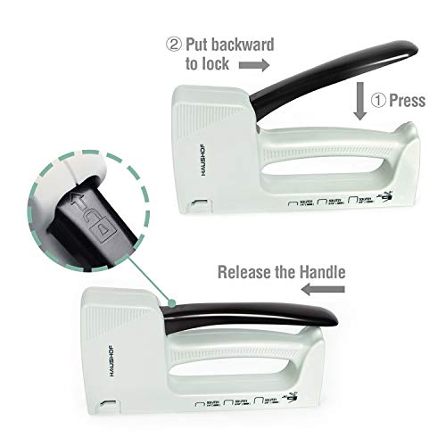 HAUSHOF Light Duty Staple Gun Kit, Fits JT21 Staples of 1/4'' & 5/16'' & 3/8'', Includes 800 Staples of 5/16'' and A Staple Remover, for Upholstery, DIY, Decoration
