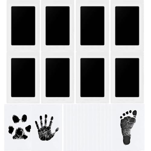TOPHOPE Baby Handabdruck und Fußabdruck, Abdruckset für Neugeborene 0-6 Monate, Set, Hund, Pfotenabdruck Katze, Clean Touch Stempelkissen (8 PCS)