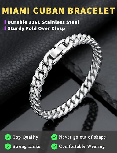 Cadena eslabón cubano para hombre acero inoxidable 8mm miniatura 6