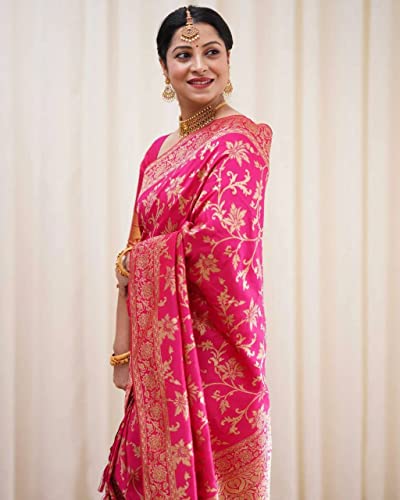 Image of SGF11 Women's Kanjivaram Soft Silk Saree With Blouse Piece