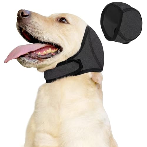 Image of TecoKart Dog Ear Muffs for Noise Protection, Black L Size (Head Circumference 45-60CM, Recommended Weight 30-42.5KG) | Ear Muffs for Dogs Noise Cancelling, Dog Ear Protector for Crackers Sound & Cold