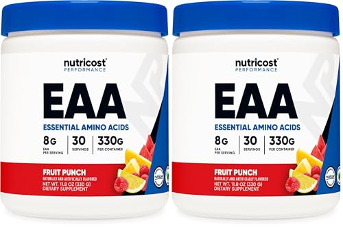 Image of Nutricost EAA Powder 30 Servings (Fruit Punch) - Essential Amino Acids - Non-GMO, Gluten Free, Vegetarian Friendly (Pack of 2)