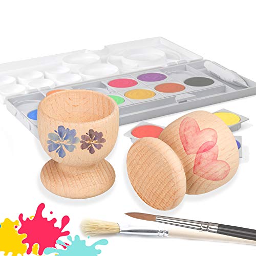 Smart-Planet - 6er Set Eierbecher aus Holz unbehandelt zum Bemalen Eier Becher 6 Stück zum bunt anmalen zu Ostern - dekorieren - Basteln für Kinder – Bild 4