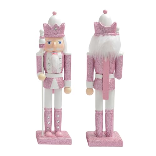 ATBEAMEN Wooden Christmas Nutcracker Soldiers,Large Christmas Nutcracker Soldier Ornament 30CM,Traditional Nutcracker Soldier Puppet Nutcracker Toy Gift for Kids Classic Xmas Pink Decor