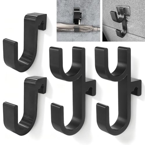 4 Pièces Porte Parapluie pour Voitures Multifonctions, Crochet Parapluie Coffre Voiture Sans Perçage, com 2 Crochets Cimples et 2 Crochets Doubles, Plastique Noir, pour Rangement Voiture Organiser
