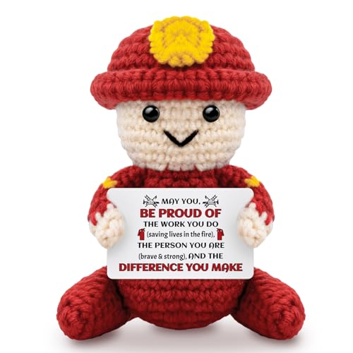 AICHPVOY Handmade Crochet Firefighter Gift/May You BE Proud of The WO RK You DO Saving Lives in The...