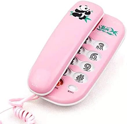 Ousai Fashion Creativity Fixed Telephone Wall-mounted Household Mini Cartoon Landline Super Bright Night Light (Color : PINK)