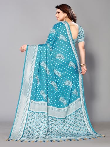 Image of Amazon Brand - Tavasya Womens Blocked Printed Daily Wear Chiffon Georgette Saree With Blouse With Blouse