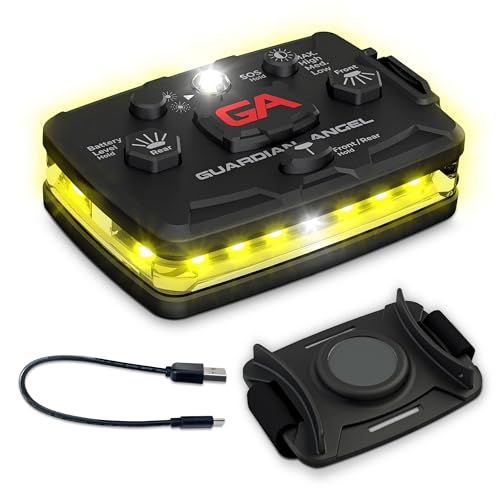 Guardian Angel Elite Series Safety Light, Beacon Device (Yellow Front & Yellow Rear) Rechargeable, Magnetic, Hands-Free Wearable & Mountable LED Light for Construction, Utility, Towing, & Rescue Ops