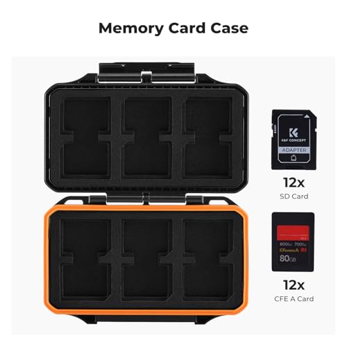Image of K&F CONCEPT 24 Slots Memory Card Case, Water-Resistant Shockproof | Memory Card Storage Carrying Case for 12 SD SDXC SDHC Cards, 12 CFexpress Type A Cards, PM03