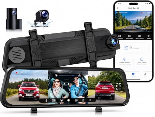 Image of AUTO SNAP 2K Front + 1080P Rear and Interior Dash Cam 780P Cabin Camera 10 IPS Touch Screen Night Vision 170 Wide Angle Loop Recording Camera G-Sensor Parking Monitor Mirror Display Car DVR