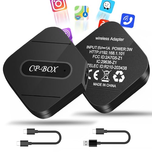 podofo CarPlay Wireless Adapter for iPhone,[2025 Upgrade] Wireless CarPlay Adapter Dongle for OEM Factory Wired CarPlay, Plug & Play,Fast & Easy Use Fit for Car from 2015 & Apple iOS 10+