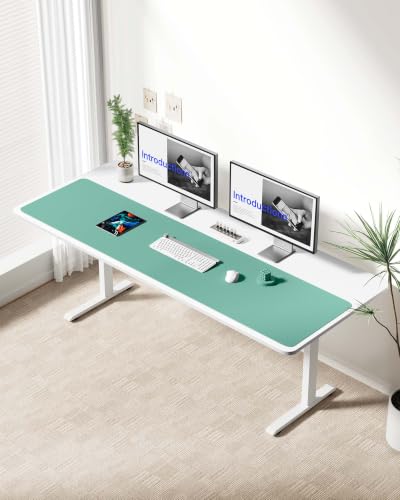 Image of YSAGi Leather Desk Protector, Office Mat, Large Mouse Mat, Non-Slip PU Leather Blotter, Laptop Desk Mat, Waterproof Writing Pad for Office and Home(Green-Blue, 63 inch x 17.2 inch)