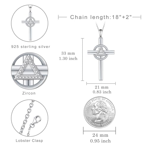 AA Sobriety Necklace 925 Sterling Silver Alcoholics Anonymous Recovery Symbol Necklace Sobriety Gifts for Women Men4