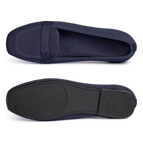 Image of Frank Mully Women's Loafer Flats Square Toe Comfortable Office Work Shoes, Cute Penny Loafer Slip On Walking Driving Shoes
