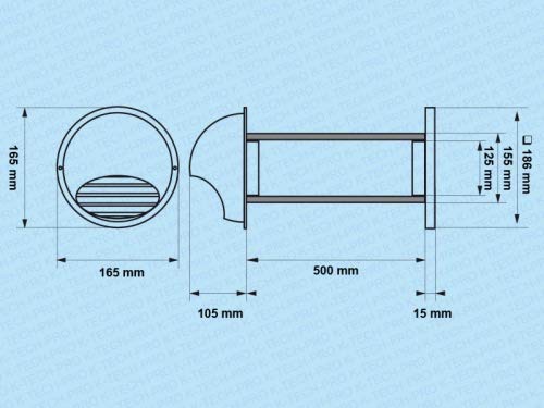 Zuluft Mauerkasten EZM Wanddurchführung Passivlüftung System Ø 150, Ausführung mit Isolierrohr (Schall und Wärme)