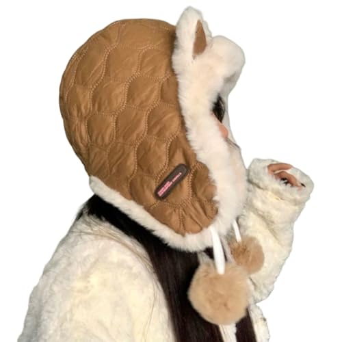 Cute Plush Ear Cap Winter Thick Ear Protection Faux Fur Hats with Pompom Russian Ushanka Trapper Hat Ear Cover2