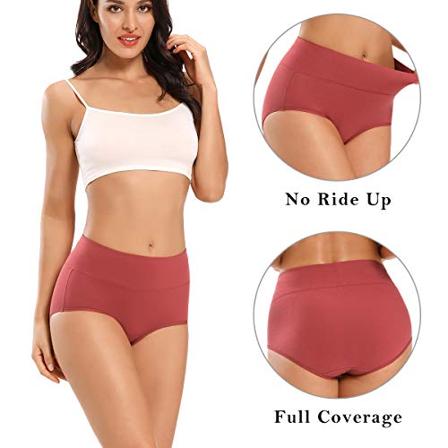 Image of wirarpa Women's Cotton Underwear High Waist Full Coverage Brief Panty Multipack
