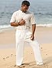 iWoo Pants with Elastic Waist Men Beach Linen Pant... #4