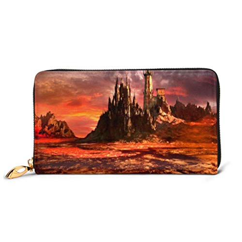 Preisvergleich Produktbild JHGFG Mode Handtasche Reißverschluss Brieftasche Gruselige Burg Mittlere LavaField Phone Clutch Geldbörse Abendkupplung Blocking Leather Wallet Multi Card Organizer