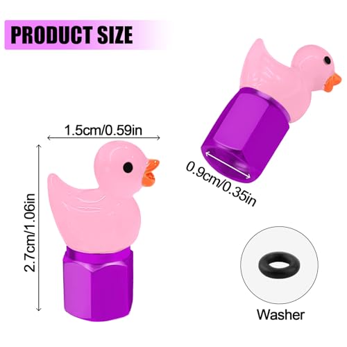 4 Pack Cute Duck tire Valve caps, Glow in The Dark Tire Valve Caps, Interesting and Practical Tire Decoration, Can be Used for Cars, Motorcycles, Trucks, and Bicycles.(Pink)
