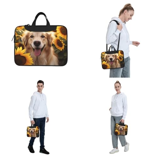 Maletín para portátil Dog and Sunflower para hombre y mujer miniatura 7