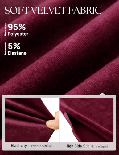 MEROKEETY Womens Fall Formal Long Sleeve Velvet Maxi Dress, Wine, XL — view 5