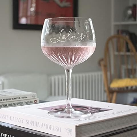 Deluxe Crystal Cut Personalised Gin Glass | Large 80cl | Gift Boxed | Engraved with Message or Name | Birthday Gift 50th, 40th, 60th, 30th, G&T Glass Cover