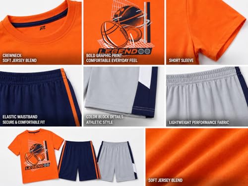 Image of Pro Athlete Active Boys Short Sets - 3 Piece Performance Short Sleeve T-Shirt and Dry Fit Shorts - Boys Athletic Sets (8-16)