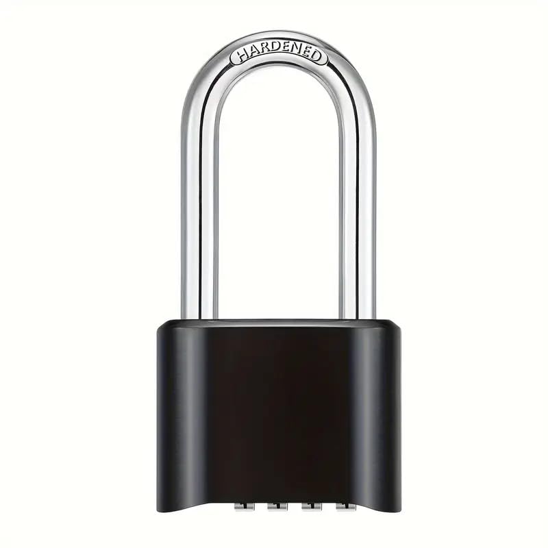 Image of Heavy Duty 4-Digit Combination Steel Padlock | Resettable Code Lock with 10,000 Combinations & 8mm Hardened Steel Shackle | High Security Metal Padlock for Gym, Locker, Gate & Travel (Black)