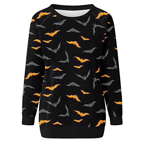 Moletom Halloween camiseta gola redonda - Blusa feminina casual manga longa gola redonda blusa solta