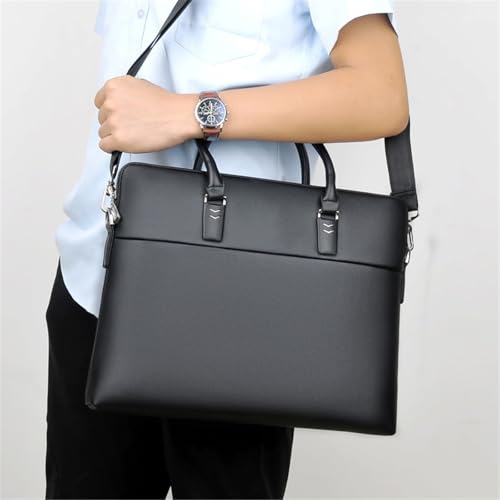 Messager d'affaires en cuir noir élégant pour ordinateur portable - 7