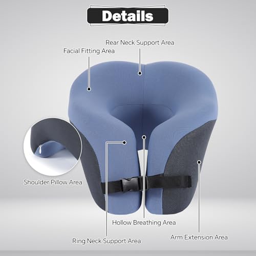 مراجعة وسادة الرقبة 2 في 1 للسفر: ميموري فوم راحة 360° مع قناع 3D وسدادات أذن - الصورة 3