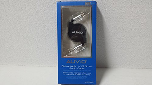 Auvio 3 foot 1/8 Retractable Audio Cable (Black)