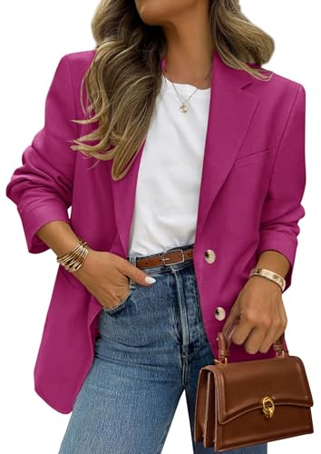 Image of PRETTYGARDEN 2025 Blazers for Women Business Casual Long Sleeve Lapel Open Front Suit Jacket Work Blazer with Pockets (Rose Pink,Medium)