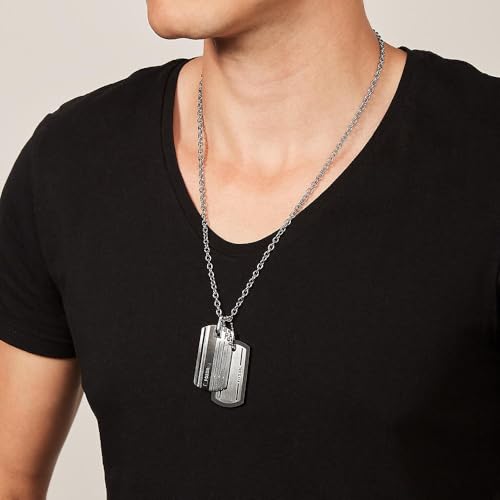 Fossil Halskette Für Männer Kleid, Silber Edelstahl Halskette, JF00494998