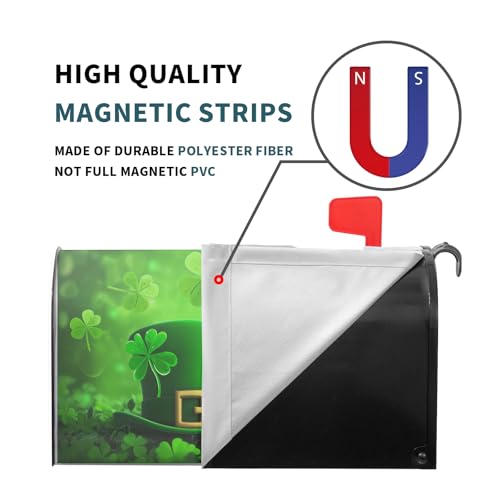 Image of Harooni Happy St. Patrick's Day Mailbox Covers Spring Mailbox Wraps Magnetic Standard Size 25x21 Inch Green Lucky Shamrock Post Letter Box Cover for Garden Yard Home St. Patrick's Decorations
