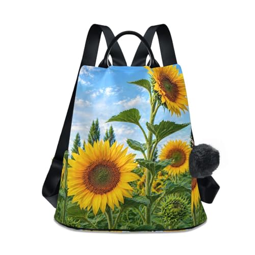 Image of ALAZA Summer Sunflower Flowers Floral Backpack Purse for Women Anti Theft Fashion Back Pack Shoulder Bag