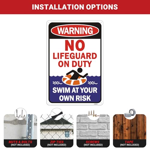Señal No Lifeguard on Duty 12x8 pulgadas aluminio miniatura 4