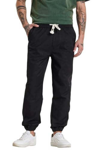 Image of SNITCH Men Track Pants | Relaxed Fit with Elasticated Hem & Drawstring Closure | 100% Polyester Smooth Fabric for Athleisure & Casual Wear