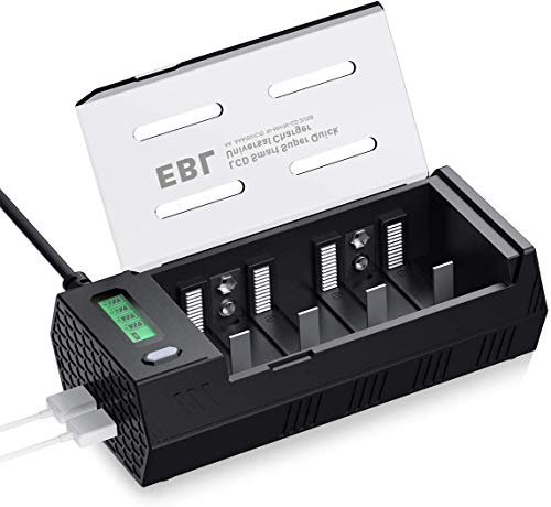 EBL LCD Individual Battery Charger for AA AAA C D 9V NiMH Rechargeable