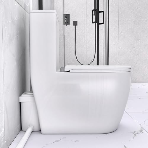 Inodoro Macerador One Piece de Doble Descarga con Bomba Silenciosa de 450W para Sótano, 4 Entradas de Agua para Baño, Cocina y Sótano, Alta Capacidad de Descarga. Incluye 2 piezas. miniatura 4