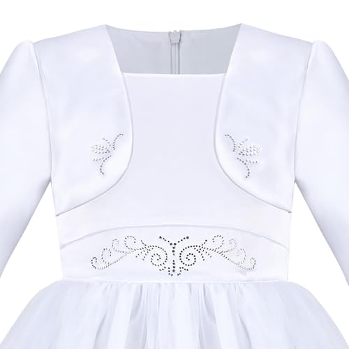 Sunny Fashion Flower Girls Dress White Layered Tulle Party Pageant Wedding3