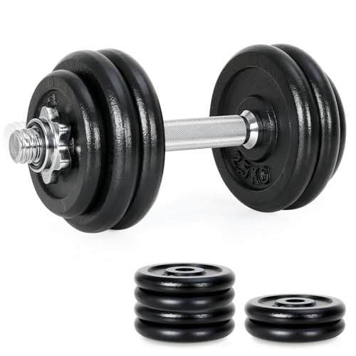 NOVONOVA Mancuernas Ajustables, Barra Pesas Ajustables 15kg, Juego de Mancuerna para gimnasio en casa, Dumbbell Set de hierro fundido, Barra De Pesas Kit Negro