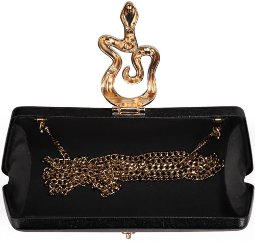 Image of Women's Formal Evening Clutch Purse Synthetic Leather with Snake Clasp, Detachable Strap for Wedding, Prom, Party