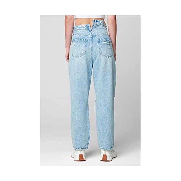 [BLANKNYC] Womens Luxury Clothing Straight Leg Denim Jean with Rips at Knee Overlap Waistband, Comfortable & Stylish Pant - Image 4