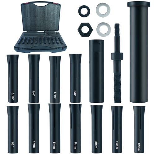 GMKYH 18pcs 95400 in-Line Dowel Pin Puller Master Set Includes Both SAE and Metric Collets,Efficient Dowel Pin Puller Tool, Safe and Effective, Contains 18 Tools