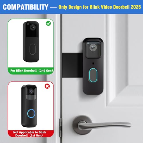 Image of Anti-Theft Doorbell Mount for Blink Doorbell Camera No-Drill Door Mount | No Block Sensor & Night Vision Blink Video Doorbell Accessories for Home Rentals Office , Not for Security Door